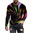 thumbnail image 2 of cllios Tee T-Shirt Graphique pour Hommes Grande Taille et Très Grande Taille T-Shirt Imprimé à Lignes Optiques 3D T-Shirt Léger à Manches Longues T-Shirt Décontracté à Col Rond Chandail d'Entraînement T-Shirts Moulants pour Hommes Tee, 2 of 5