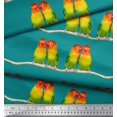 thumbnail image 2 of Soimoi Rayon Fabric Branch & Colorful Parrot Bird Printed Fabric 1 Yard 42 Inch Wide, 2 of 3