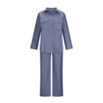 thumbnail image 4 of Timegard Lounge Sets for Women 2 Piece Plus Size Cotton Linen Button up Shirts Loose Pants Lightweight Outfits, 4 of 6