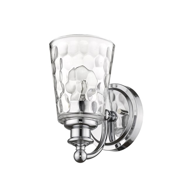 HomeRoots Mae Transitional 1-Light Chrome Sconce Clear Glass Bath