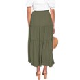 thumbnail image 3 of LUXUR Jupes pour Femmes Jupe Midi Évasée à Volants Fluide Taille Haute Vert Armée m, 3 of 4