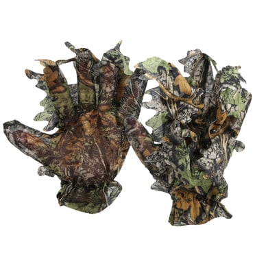 Pongee Gants Antidérapants à Doigts Complets Camouflage Feuille 3D Confortables Accessoires de Chasse Extérieur