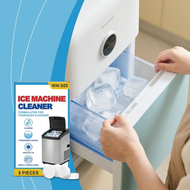 Qiopertar Ice Maker Cleaner Tablets 8 Pack, Descaling Cleaning Tablets, Removes Scale Stains from Ice Trays Parts