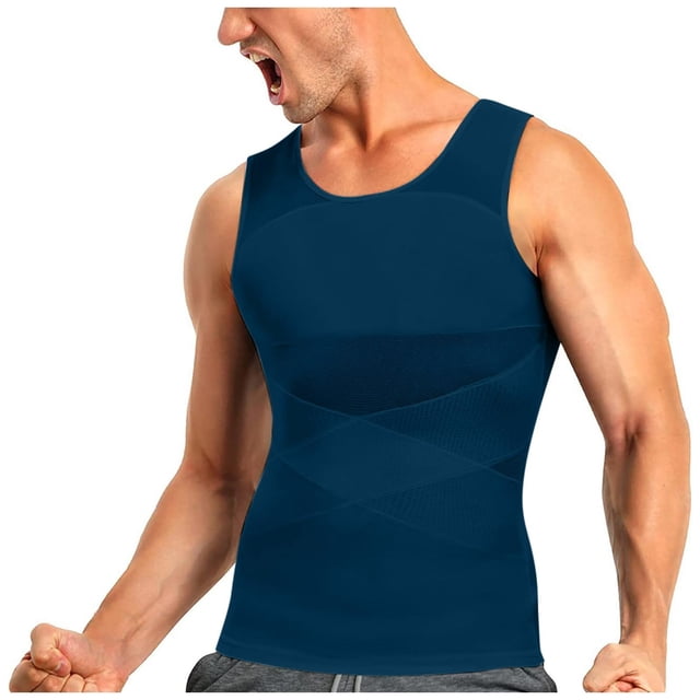 Pitauce Compression Shirts for Men Tummy Control Body Shaper Slimming Undershirt Tank Top Shapewear with Zipper