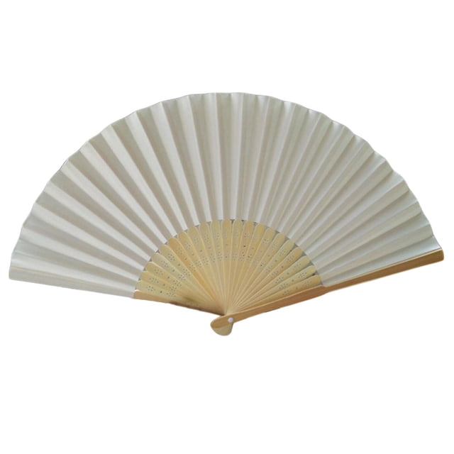 Binwennn Crepe Paper Flower Solid Fan Folding Folding Party Wedding Hand Dance Held Silk Pattern Color Tools & Home Improvement
