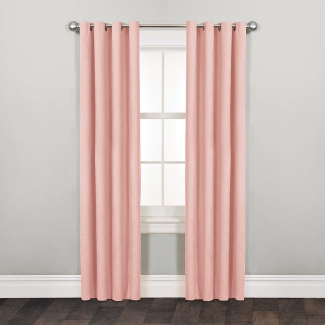 Mainstays Faux Silk Light-Filtering Grommet Window Curtain Panel, 54" x 84", Peach, 1 Panel