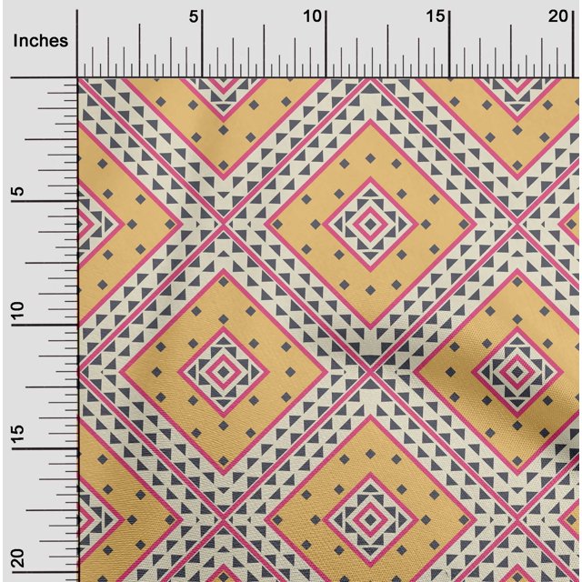 oneOone Viscose Chiffon Fabric Diamond|Triangle & Check Geometric Print Fabric By Yard 42 Inches Wide