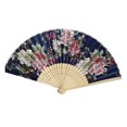 thumbnail image 3 of YAOMOBB Elegant Folding Fan Double Sided Flower Pattern Bamboo Catwalks Lightweight Hand Held Party Props, 3 of 7