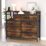 EDTara 39" Modern Fabric Drawer Dresser TV Stand, Multi-Functional Charging Station, Chest of Drawers for Bedroom, Living Room, Hallway