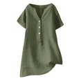 thumbnail image 2 of CHUANK Womens Summer Blouse V-Neck Short Sleeve Loose Button Tunic Shirts Deals on Ladies, 2 of 7