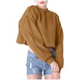 thumbnail image 4 of Yuyuzo Chandails en Molleton Courts pour Femmes Manches Longues Couleur Unie Col Rond Ample Décontracté Automne Pull Tops, 4 of 6
