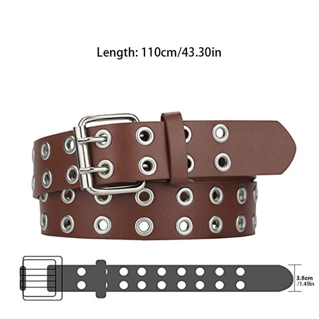 Langgg Ceinture Punk Boucle All Trend All Match pour Jeans Femmes Ceinture Intemporelle Résistante à l'Usure Pin Café 110cm 1Set