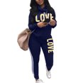 thumbnail image 1 of Innerwin Jogger Set Draped Neck Ladies Two Piece Outfit Sports Long Sleeve Loose Fit Sweatsuits Colorful Blue XL, 1 of 9