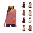 thumbnail image 1 of Womens Long Sleeve Tops 2026 Fall Winter Basic Square Neck Fitted Breathable Undershirt T Shirt, 1 of 7