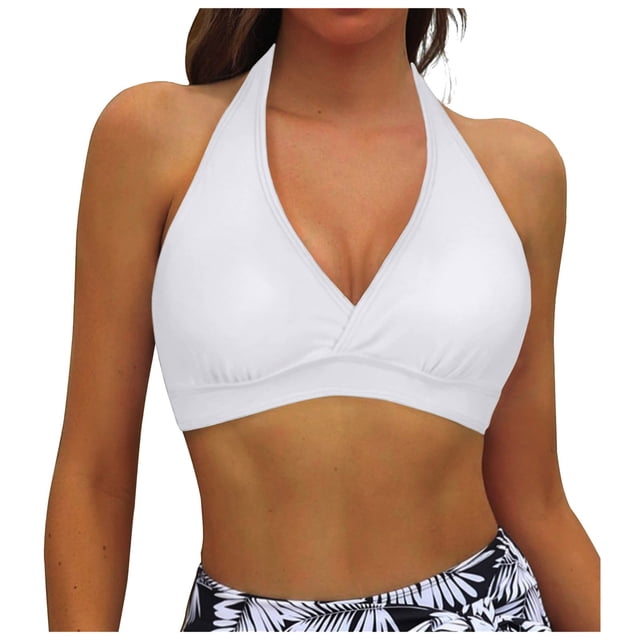 Women Bikini Top Push Up Swimsuit - Removable Padded Bra for Beach and Pool with Adjustable Support