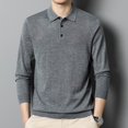 thumbnail image 4 of Chandail Tricoté Mince à Manches Longues pour Homme à Col Chemise Uni - Couche de Base Ajustée en Polyester Spandex, 4 of 4