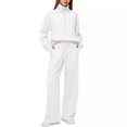thumbnail image 1 of Women's Fall Matching Set - Half Zip Sweatshirt & Wide Leg Sweatpants - Casual Oversized Outfit S-XXL, 1 of 2