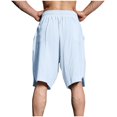 thumbnail image 4 of Diufon Men's Athletic Shorts Cotton Linen Drawstring Waisted Outdoor Sport Shorts Spring Summer Shorts with Pockets, 4 of 6