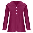 thumbnail image 4 of Timegard Blouse for Women Plus Size Cotton Linen Notched V Neck Button Tops Fall Casual Loose Shirts, 4 of 6