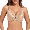 thumbnail image 2 of fheaev Summer Savings Clearance Front Closure Bras For Women Full Coverage Plus Size Bralette Bra Women's Solid Color Lace Bra Front Button Large Size Steel Ring Underwear Women Daily Bras, 2 of 9