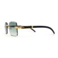 thumbnail image 4 of 90s Music Mogul Gangster Rapper Rimless Narrow Rectangle Luxury Sunglasses Gold Black Green, 4 of 4