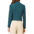 thumbnail image 3 of INSPIRE CHIC Blazer de Travail de Bureau pour Femme Sans Col Veste de Complet d'Affaires Décontractée Blazer Court G Bleu Paon, 3 of 8