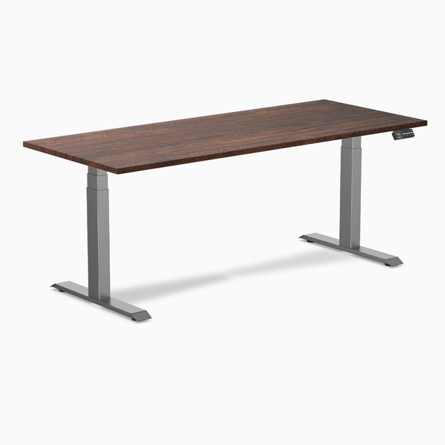 Desky Dual Softwood Sit Stand Desk - American Rustic Pine / 72 x 30 Inches / Space Grey