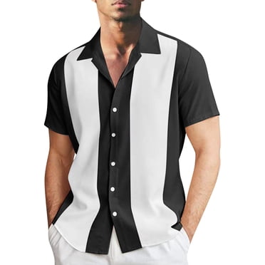 Ketyyh-chn99 Shirt T - pour Homme Vêtements d'Automne Mode et Loisirs pour Hommes Chemise à Col à Revers à Boutons à Manches Mi-Longues T-Shirt Chemise à Manches Courtes Blanc, TG