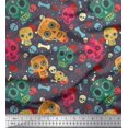 thumbnail image 1 of Soimoi Moss Georgette Fabric Dot,Bone & Skull Print Fabric by The Yard 42 Inch Wide, 1 of 3