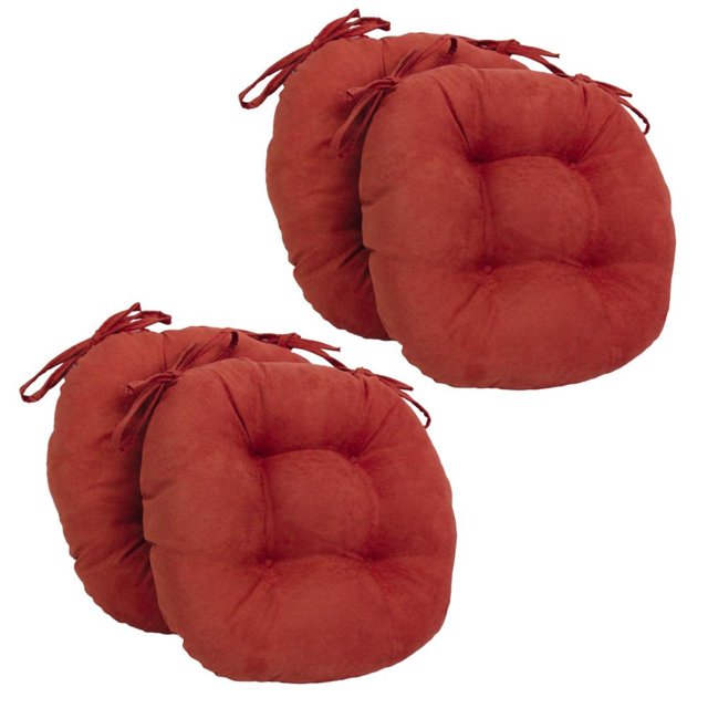 Coussins de Chaise Ronds Capitonnés en Microsuède Uni de 16 Po (Ensemble de 4)