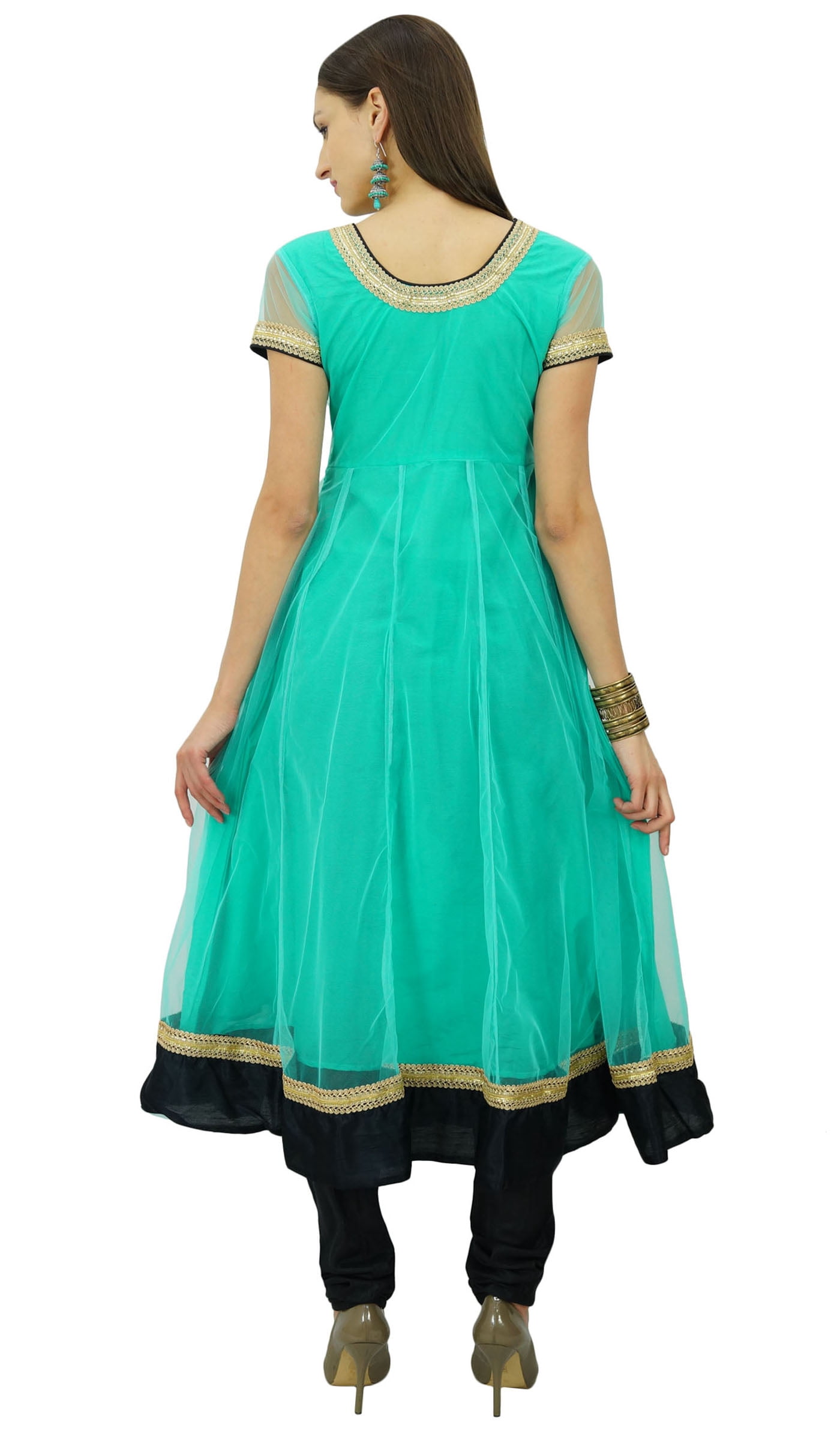 Bimba Flaired Net Anarkali Dress Solid Kurta Kurti Indian Tunic Custom Clothing