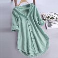 thumbnail image 2 of Besolor Women's Plus Size Button down Shirts Striped Collared Long Sleeve Tops Casual Loose Fall Spring Blouse, 2 of 7