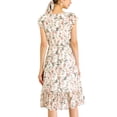 thumbnail image 3 of INSPIRE CHIC Junior's Boho Flutter Sleeve Belted Square Neck Ruffled Hem Midi Dress, 3 of 5