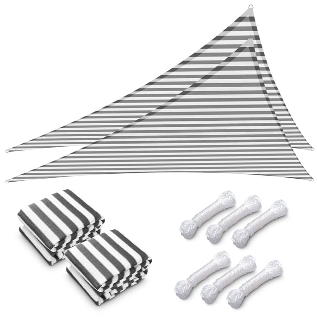 Yescom 2 Pack 25FT Triangle Sun Shade Sail UV Block Commercial Carpark Pool Camping Playground Outdoor Gray+White
