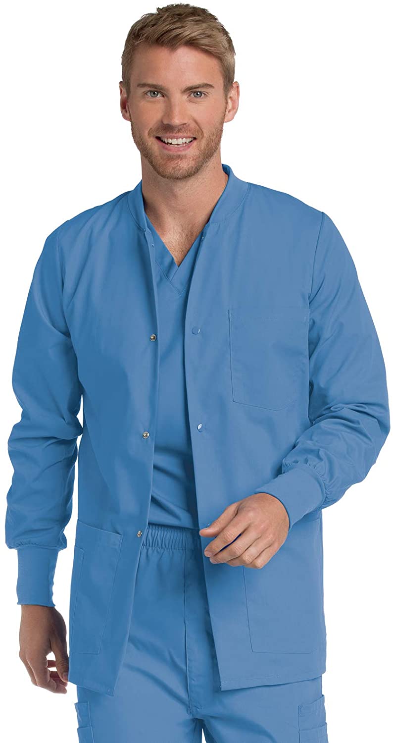 Landau Veste Médicale d'Échauffement Classique à 4 Poches pour Homme, Bleu Plafond, 4X-grande