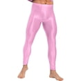 thumbnail image 1 of YUUMIN Men's Shiny Compression Pants Oil Glossy Stretchy Workout Sports Base Layer Trousers Pink M, 1 of 6