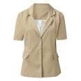 thumbnail image 3 of TIMIFIS Blazer Cardigan for Women Short Sleeve Open Front Cardigan Solid Color Jacket Work Office Blazer Outfall Business Clothes, 3 of 4