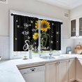 thumbnail image 5 of Sunflower Kitchen Curtains Summer Bees Window Curtains and Valances Set 36 Inch, Watercolor Sunshine Short Tier Curtain for Kitchen, Black Background Small Kitchen Decor 52" x 24", 5 of 5