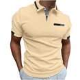 thumbnail image 1 of Dvkptbk Men Short Sleeve Button Regular Pullover Top Comfort Casual Work T-Shirts on Clearance, 1 of 5