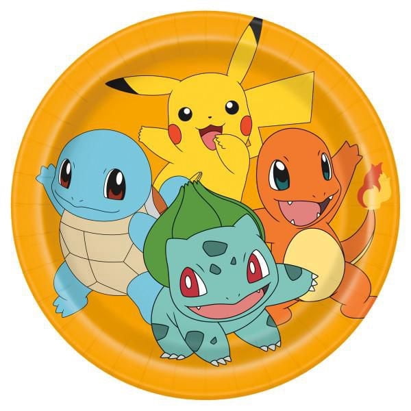 Assiettes plates rondes Pokémon de 23 cm (9 po), lot de 8, Unique Industries