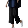 thumbnail image 1 of VEKDONE Pantalons Capri en Coton et Lin pour Femmes Noir TG, 1 of 3