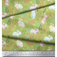 thumbnail image 2 of Soimoi Green Velvet Fabric Leaves & Rabbit Animal Printed Fabric 1 Yard 58 Inch Wide, 2 of 5