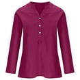 thumbnail image 4 of Timegard Plus Size Tops for Women Cotton Linen V Neck Button Long Sleeve Shirts Blouse Fall Loose, 4 of 6