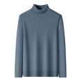 thumbnail image 1 of Pisexur Chandails Hommes Doux et Confortables Chandails d'Automne Hommes Chandail à Manches Longues Col Roulé Tricot Chandail de Base Chaud Chandail Uni Bleu,4TG, 1 of 6