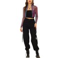 thumbnail image 2 of INSPIRE CHIC Veste Courte à Col Montant Scintillante Transparente pour Femme Halloween Noël TP Bleu, 2 of 7