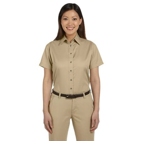 Harriton Ladies' Easy Blendâ„¢ Short-Sleeve Twill Shirt with Stain-Release