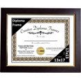 thumbnail image 2 of Creative Picture Frames 13x17 Mahogany Diploma Frame with Gold Rim Including White Mat Glass and Installed Wall Hangers | Frame Holds 16x20 Media without Mat, 2 of 4