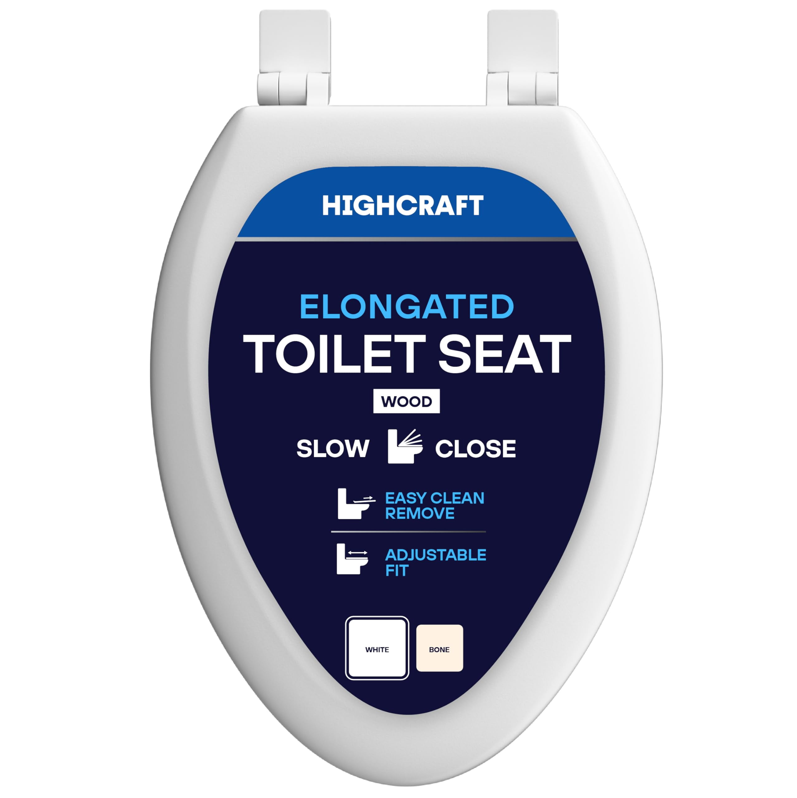 HIGHCRAFT Premium Elongated Toilet Seat with Slow-Close Design ...