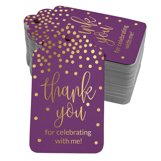 Inkdotpot ThankYou For Celebrating With Me Birthday Bottle Tag Real Gold Foil Favor Hang Tags Pack Of 50