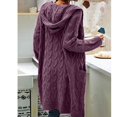 thumbnail image 4 of Women Hooded Open Front Cardigan Cable Knit Sweaters Solid Chunky Long Sweater Coats with Pockets, 4 of 5